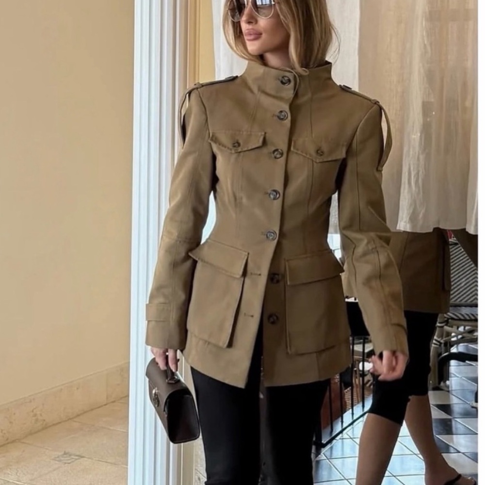 Zara Khaki Military-Style Jacket